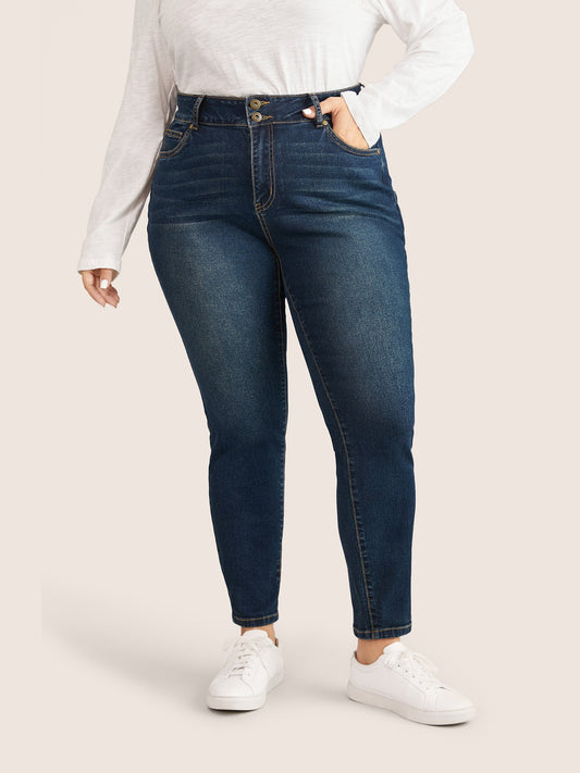 Dark Wash High Rise Double Breasted jeans